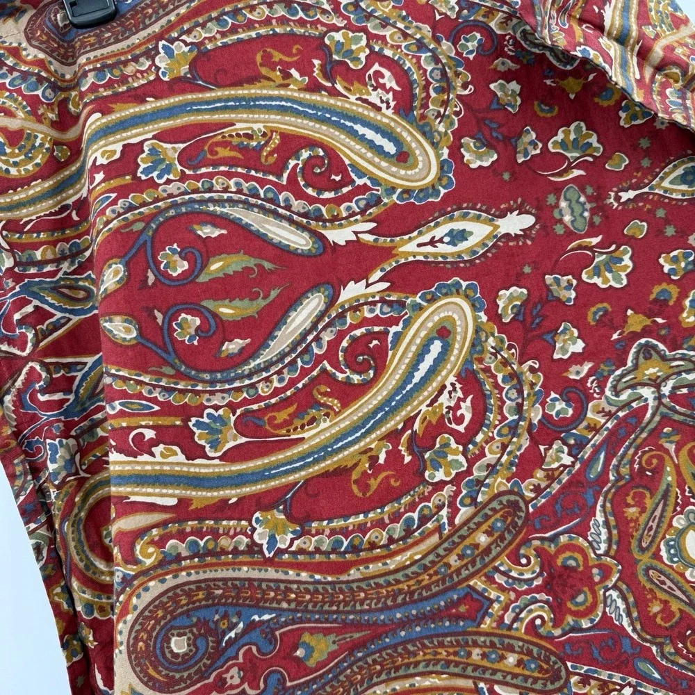 Vtg Ralph Lauren Red Paisley Striped King pillowcase sham - Picture 2 of 4